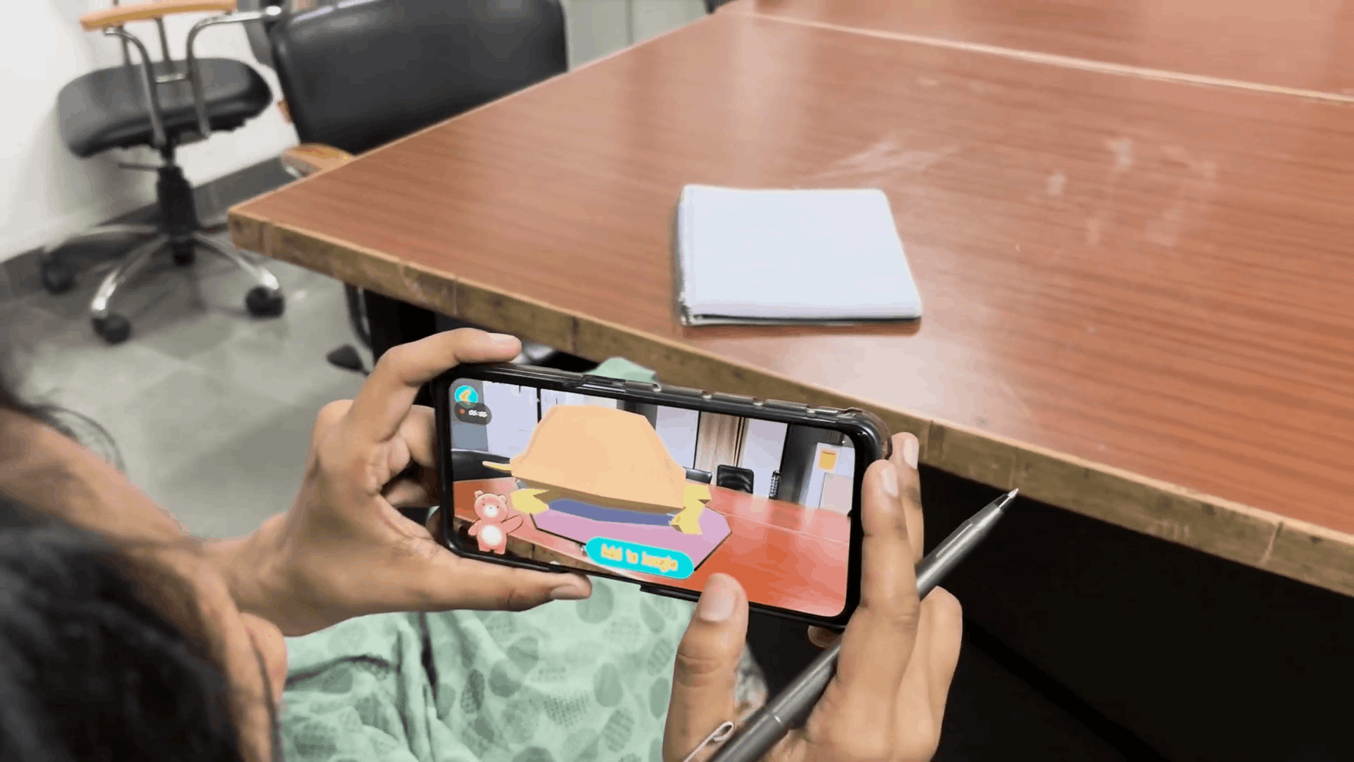 AR scan, 3D character appearing over drawing