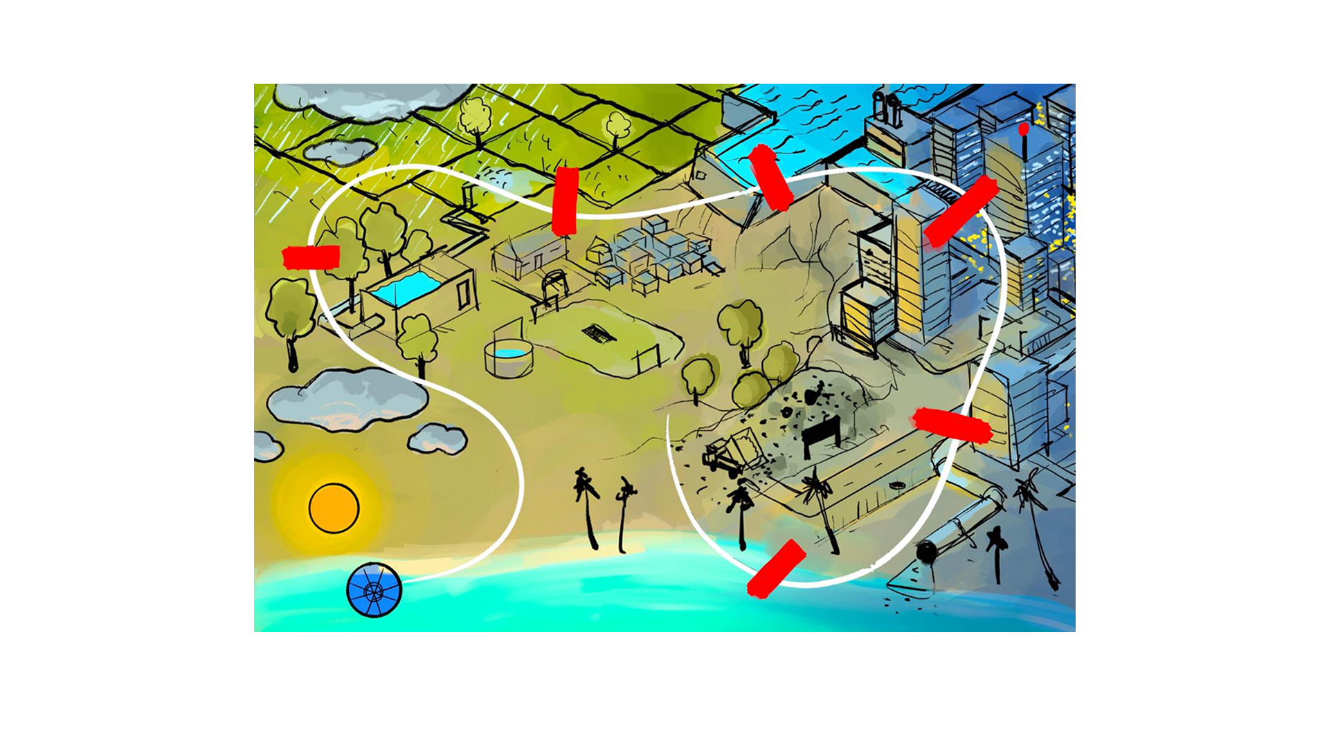 Map building, initial concept with path overlay